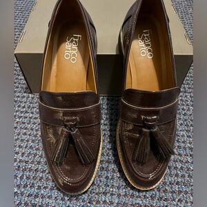 Franco Sarto Burgundy Pat Carolynn Tassel Loafers
